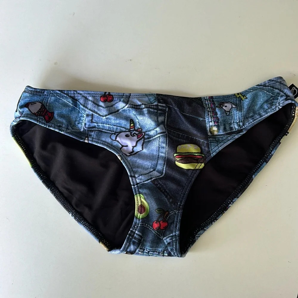 New Terez denim patch bikini bottoms only girls size 16